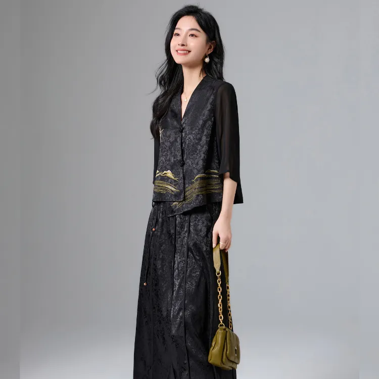 Mylan Two Piece Skirt Sets Women's Black-6