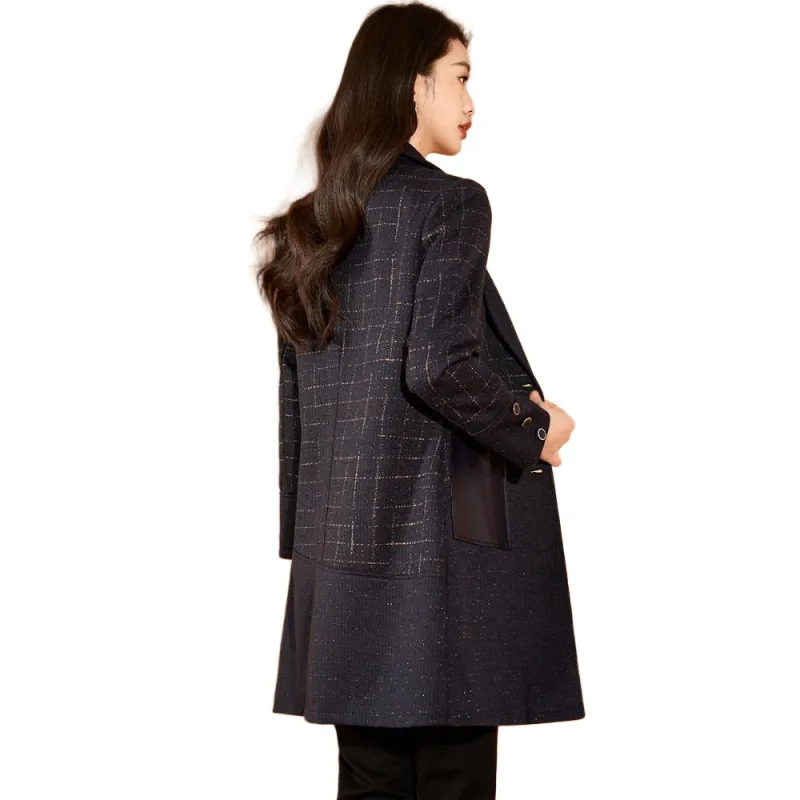 Mylan Spring Fall Coats Loose Fit Women's Navy Blue-0