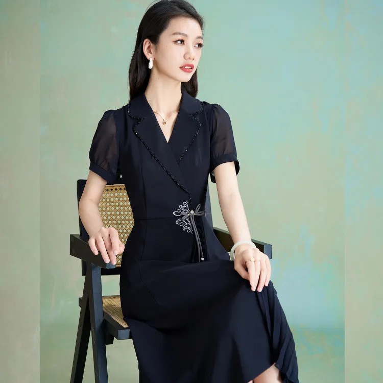 Mylan Short Sleeved Dress Women's Navy Blue-2