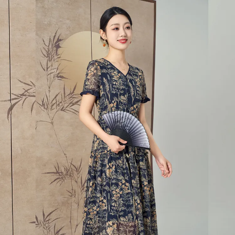 Mylan Short Sleeved Dress Women's Navy Blue-6