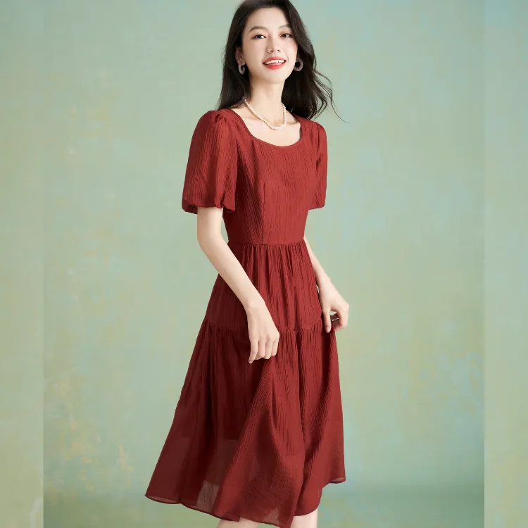 Mylan Short Sleeved Dress Women's Red-5