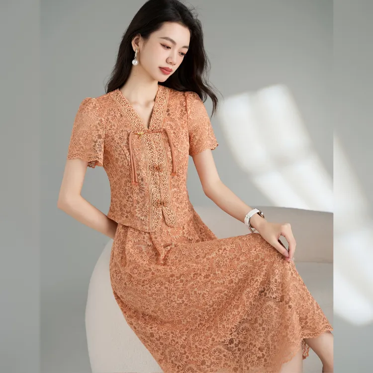 Mylan Early Autumn Skirt Set Women's Orange-1