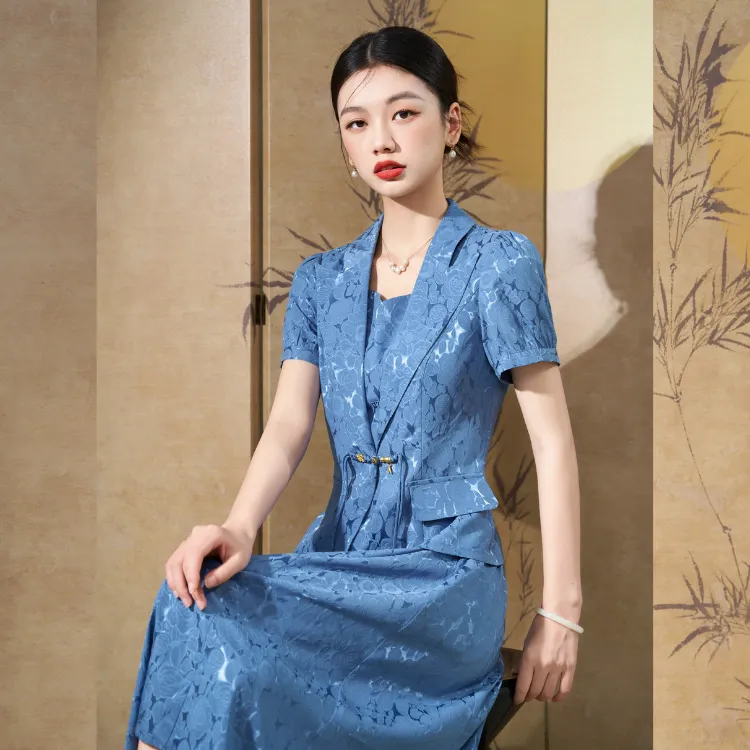 Mylan Two Piece Skirt Sets Women's Blue-2