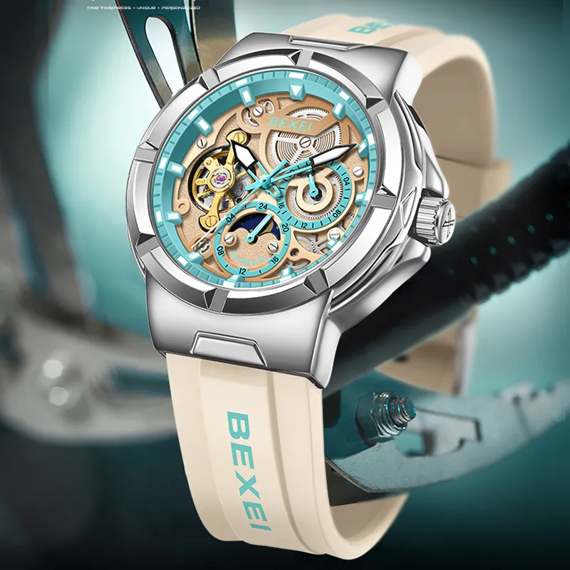 BEXEI Explorer Collection Mechanical Movement Watch Men's Watches Blue Dial-1