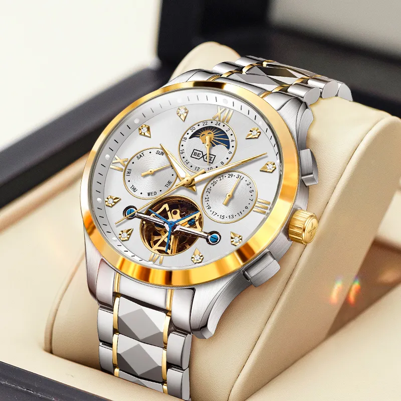 BEXEI Automatic Mechanical Movement Stainless Steel Watchband Watch Men's Watches Blue Dial-22