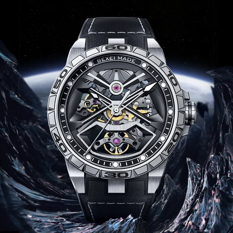 BEXEI The Wandering Earth Collaboration Mechanical Movement Watch Men's Watches Cut-Out Dial-11