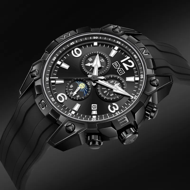 BEXEI Darth Vader Collection Automatic Mechanical Movement Rubber Strap Watch Men's Watches Black Dial-2