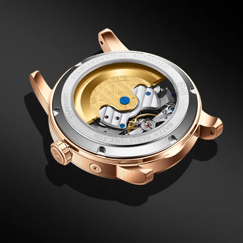 BEXEI Casual Watch Automatic Mechanical Movement Cow Leather Strap Watch Men's Watches White Dial-4