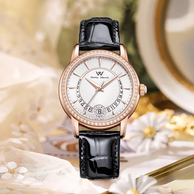 Welly Merck Automatic Mechanical Movement Watch Women's Watch White Dial-3