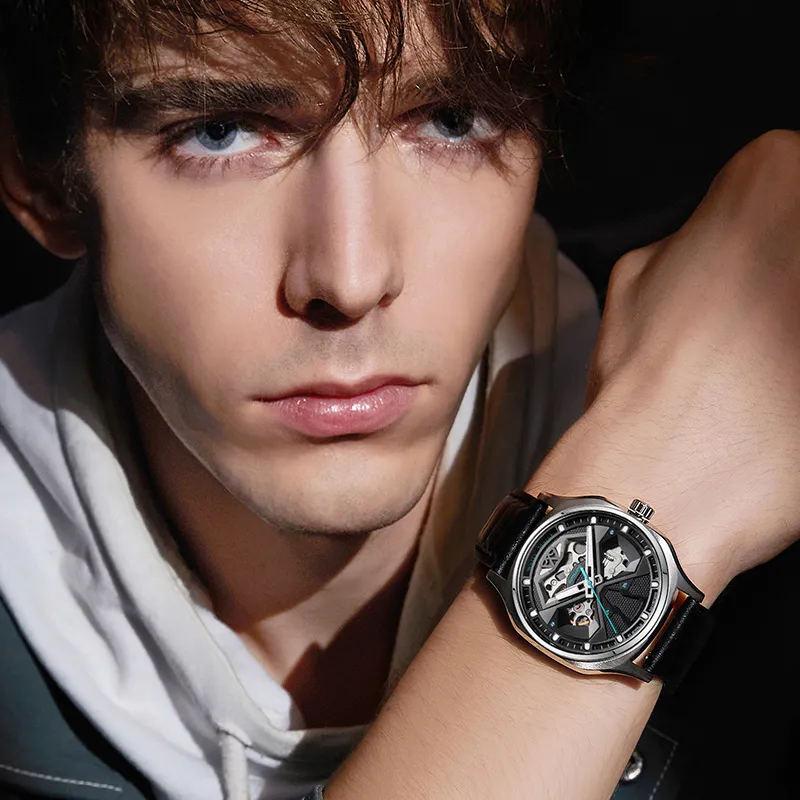 Welly Merck Automatic Mechanical Movement Stainless Steel Strap Watch Men's Watches Cut-Out Dial-13