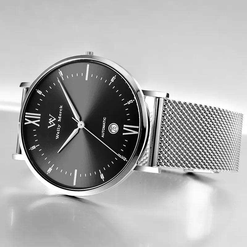 Welly Merck Mechanical Movement Watch Men's Watches Black Dial-3