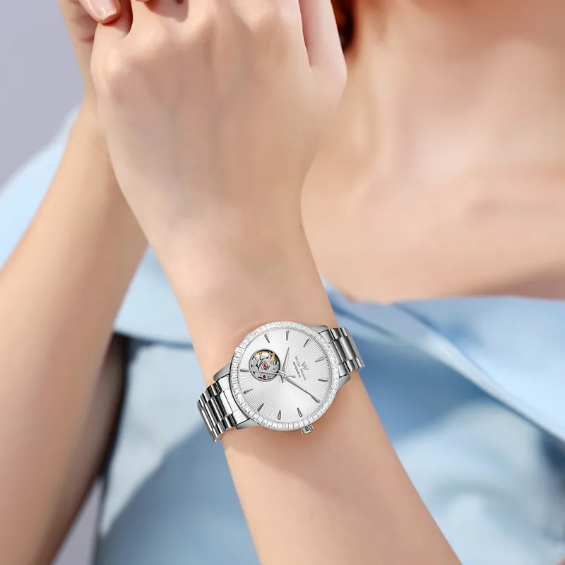 Welly Merck Mechanical Movement Alloy Strap Watch Women's Watch White Dial WM117L-4