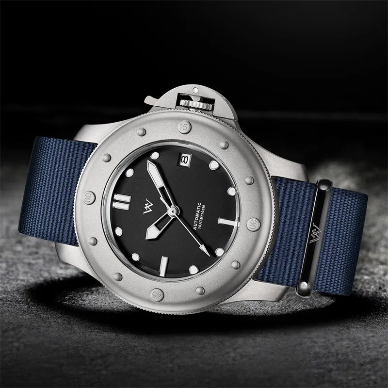 Welly Merck Automatic Mechanical Movement Nylon Strap Men's Watches Black Dial-2