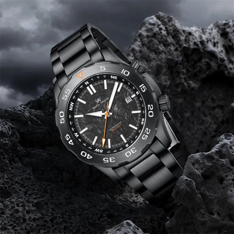 Welly Merck Automatic Mechanical Movement Stainless Steel Strap Watch Men's Watches Black Dial-2