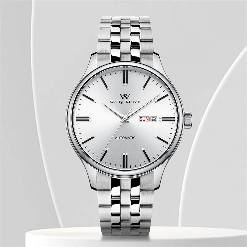 Welly Merck Classic Collection Automatic Mechanical Movement Men's Watches Watch 42mm White Dial-8