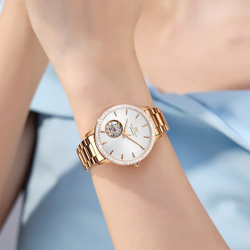 Welly Merck Mechanical Movement Alloy Strap Watch Women's Watch White Dial WM117L-1