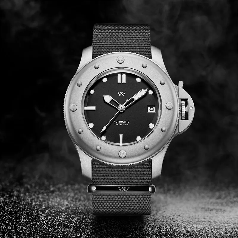 Welly Merck Automatic Mechanical Movement Nylon Strap Men's Watches Black Dial-4
