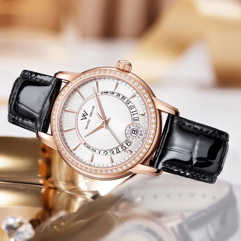 Welly Merck Automatic Mechanical Movement Watch Women's Watch White Dial-4