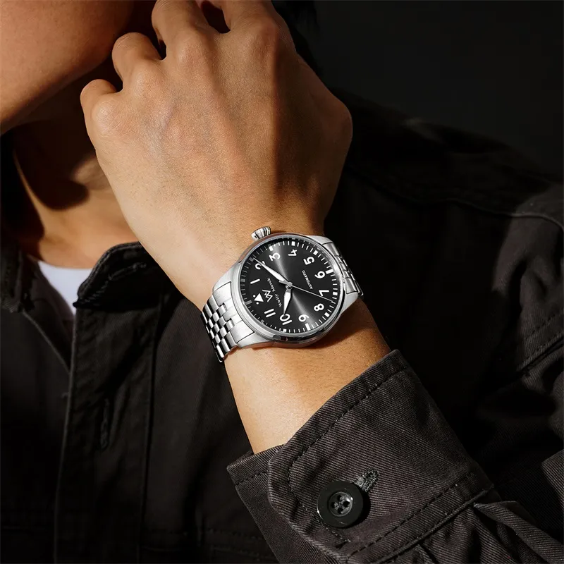 Welly Merck Automatic Mechanical Movement Watch Men's Watches Black Dial-5