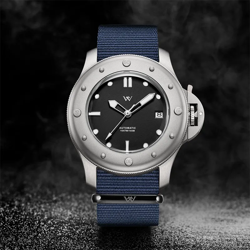 Welly Merck Automatic Mechanical Movement Nylon Strap Men's Watches Black Dial-1