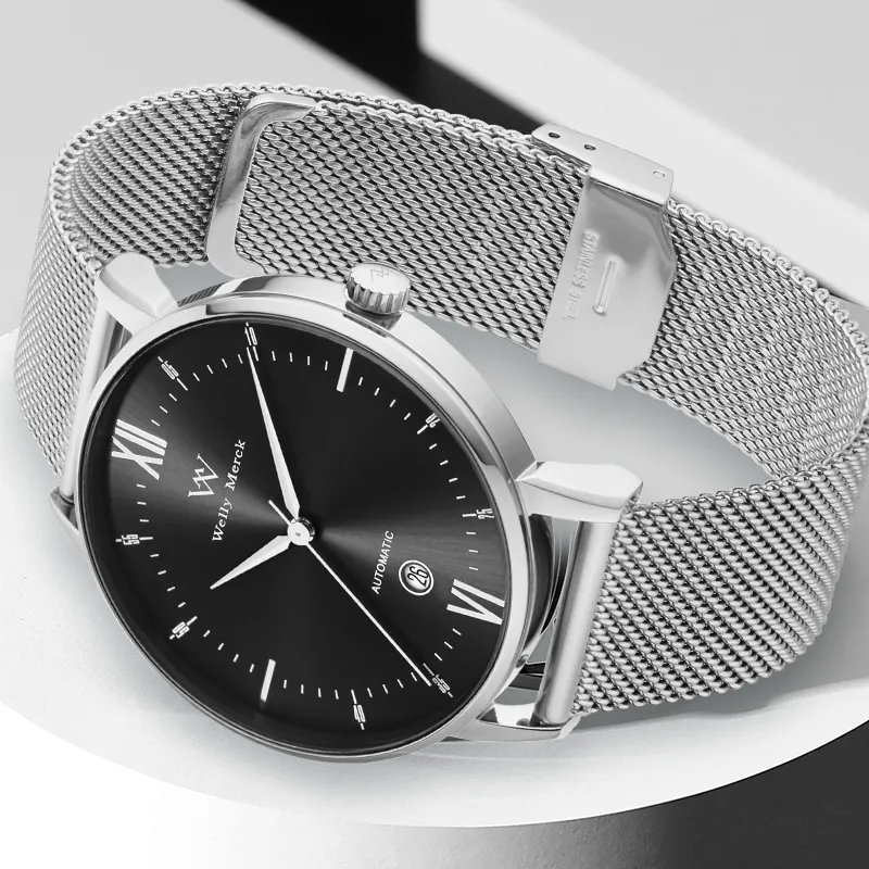 Welly Merck Mechanical Movement Watch Men's Watches Black Dial-2