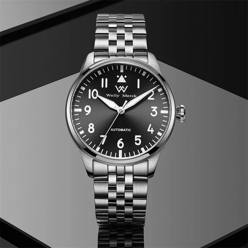 Welly Merck Automatic Mechanical Movement Watch Men's Watches Black Dial-1