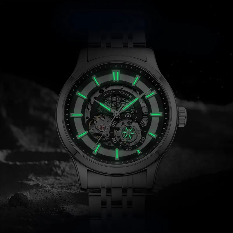 Welly Merck Automatic Mechanical Movement Men's Watches Black Dial-3