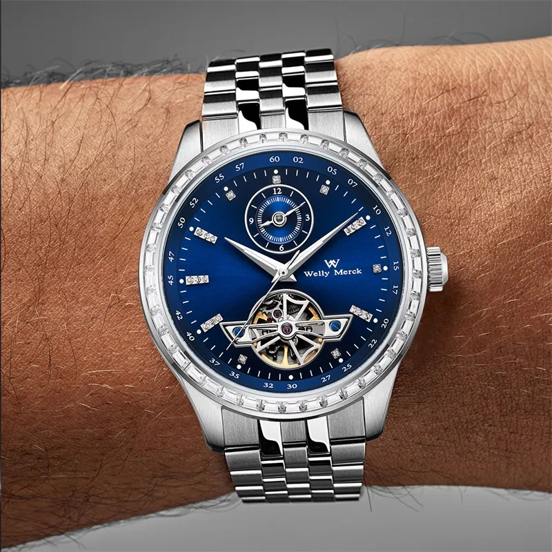 Welly Merck Mechanical Movement Men's Watches Blue Dial-5