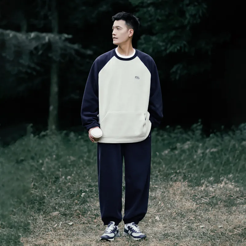 BORDERLESS BDLS Sweatshirt Unisex Ecru+Navy Blue-5