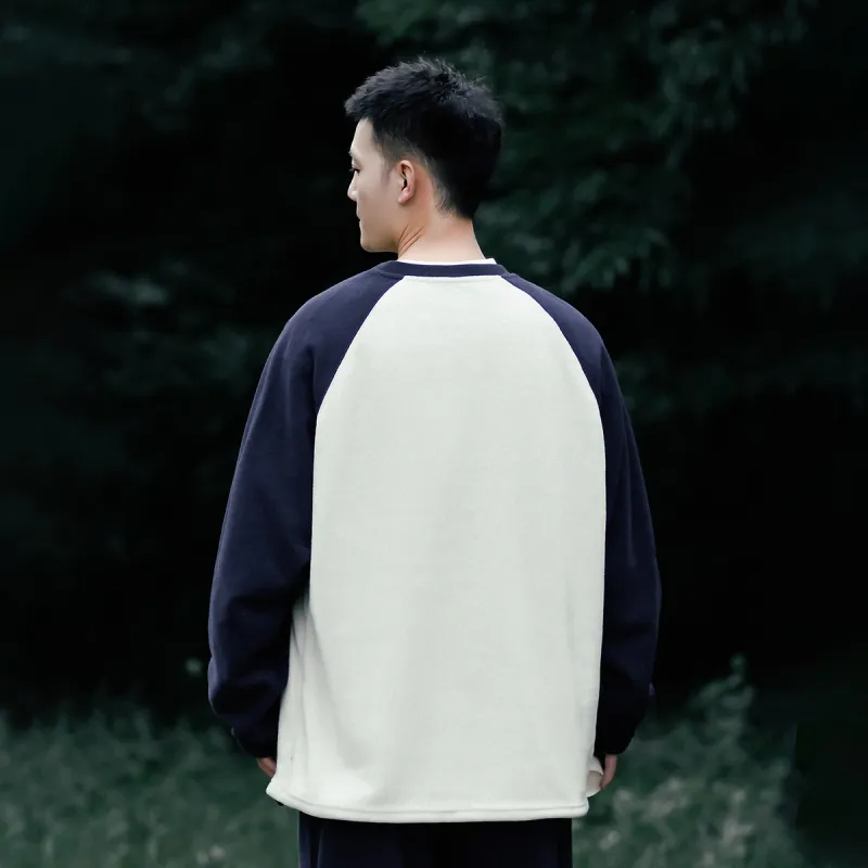 BORDERLESS BDLS Sweatshirt Unisex Ecru+Navy Blue-4