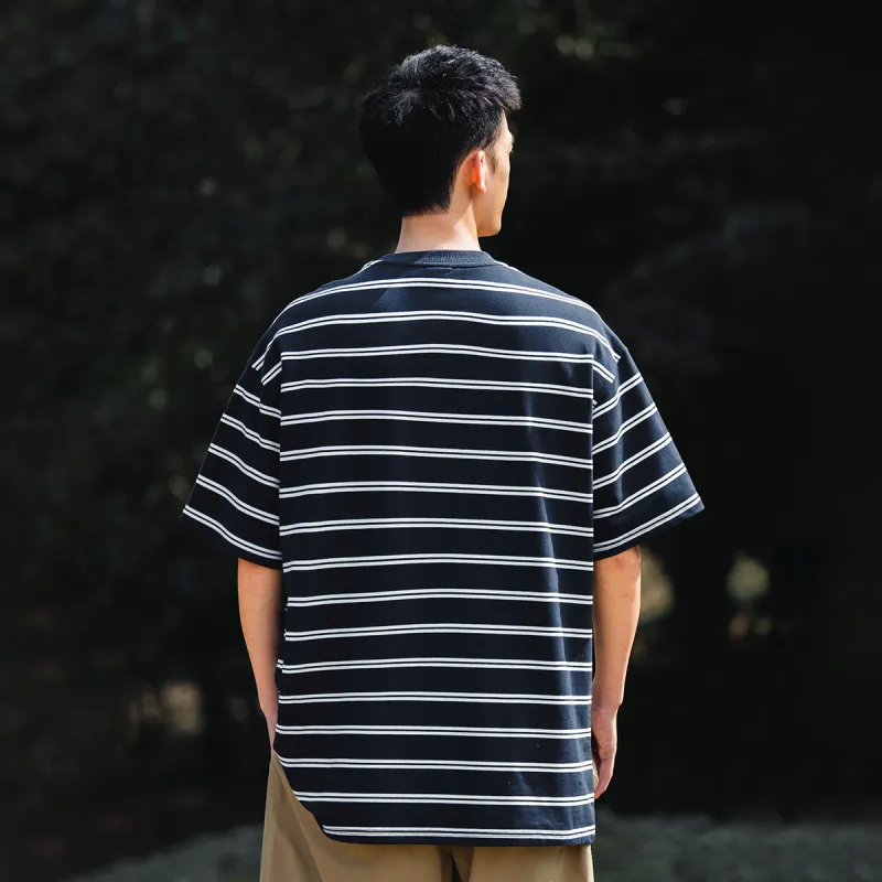 PAINT STAIN T Shirts Unisex Blue White Stripes-3
