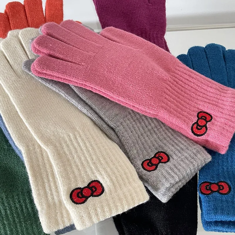 MUSTKOO Knitted Fabric Knit Gloves Women's-11