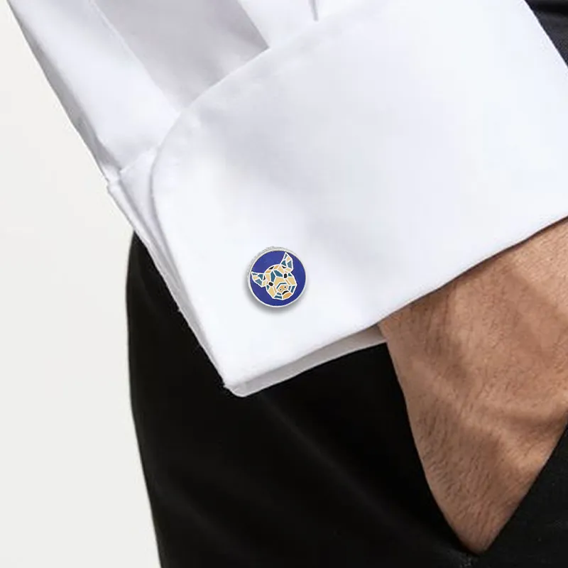 MUSTKOO White Gold Plated Copper Enamel Filled Cufflinks Men's-4