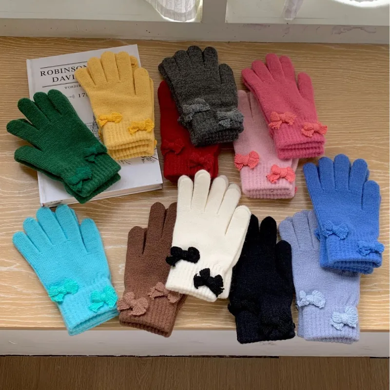 MUSTKOO Knitted Fabric Knit Gloves Women's-16
