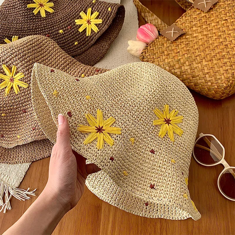 MUSTKOO Straw Woven Sun Protection Hats Women's-3