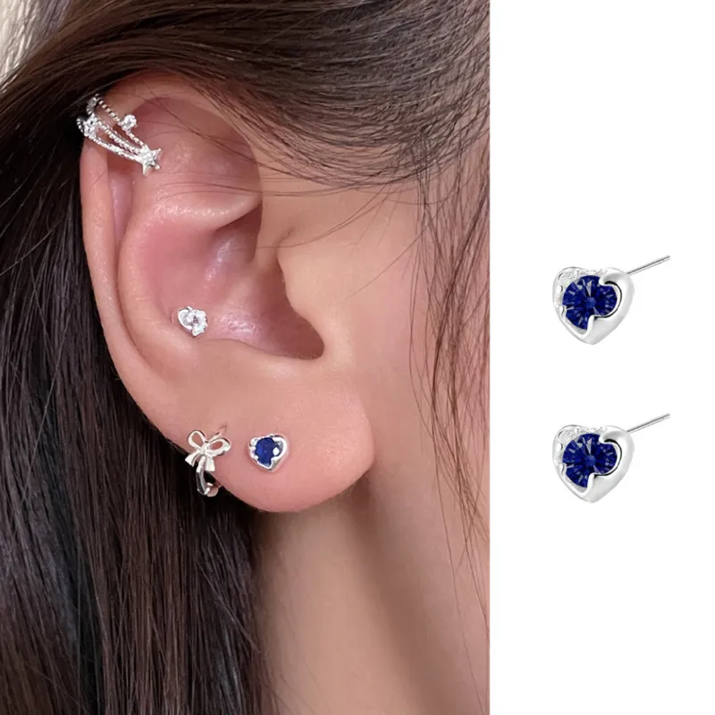 MACE MAVA Zircon With 925 Sterling Silver Pin Stud Earrings Unisex-14