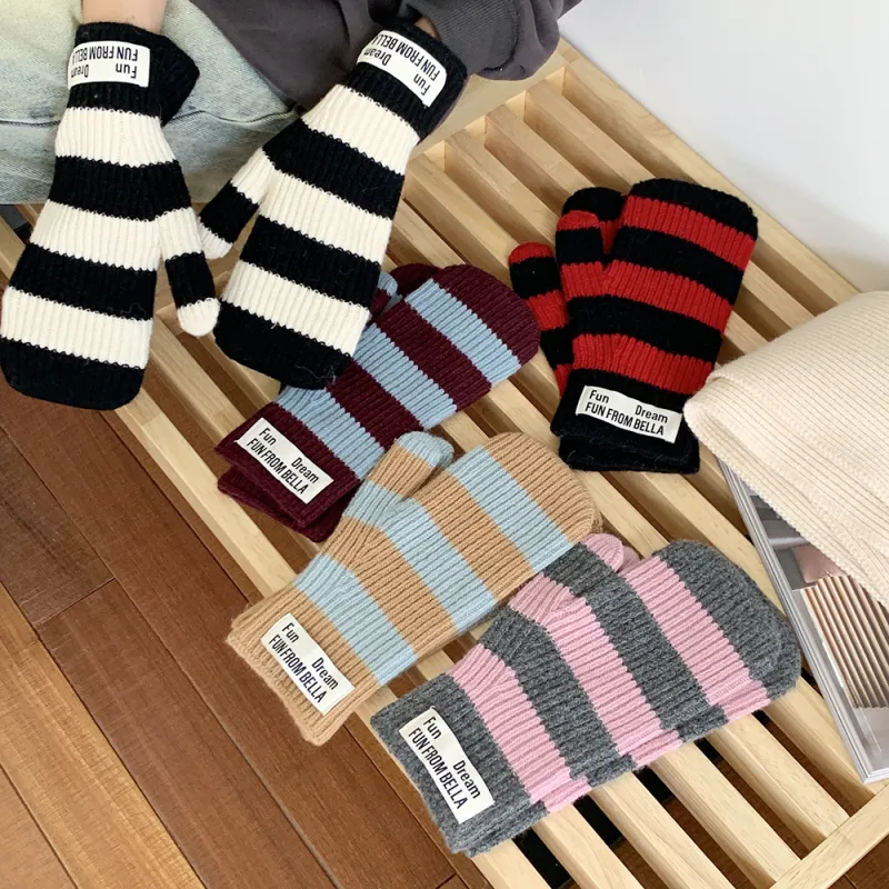 MUSTKOO Knitted Fabric Knit Gloves Women's-5