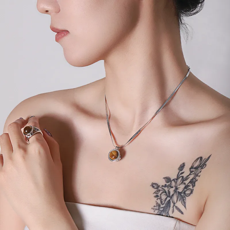 MACE MAVA Tiger's Eye Stone Necklaces Women's-3