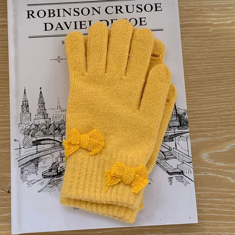 MUSTKOO Knitted Fabric Knit Gloves Women's-23
