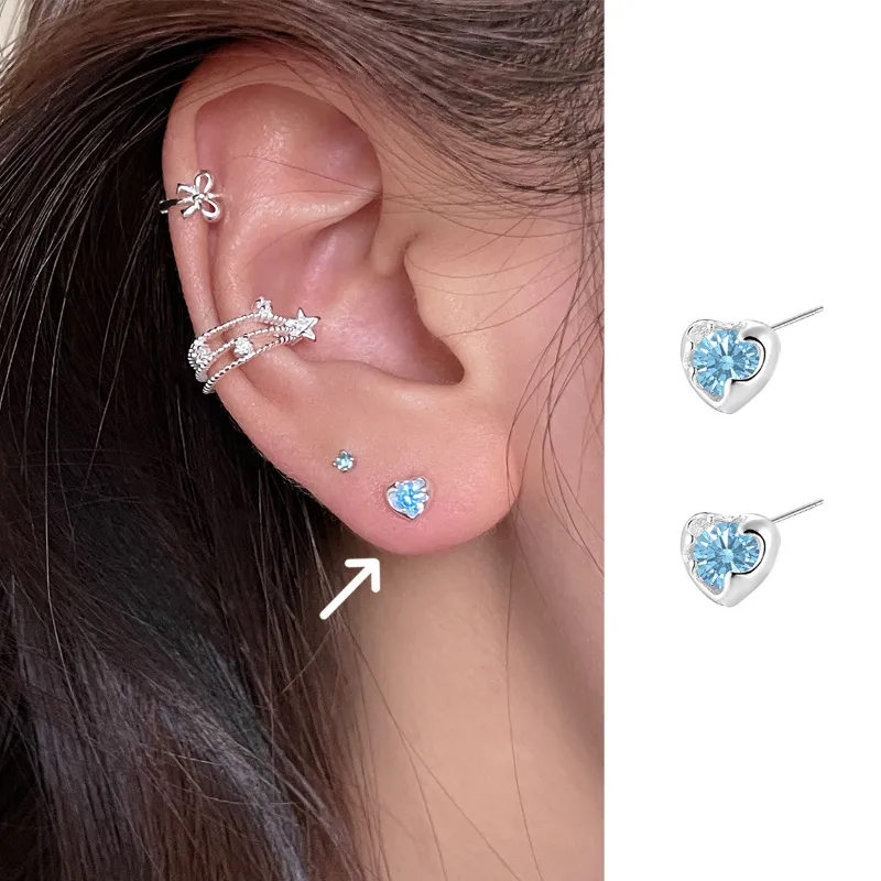 MACE MAVA Zircon With 925 Sterling Silver Pin Stud Earrings Unisex-2