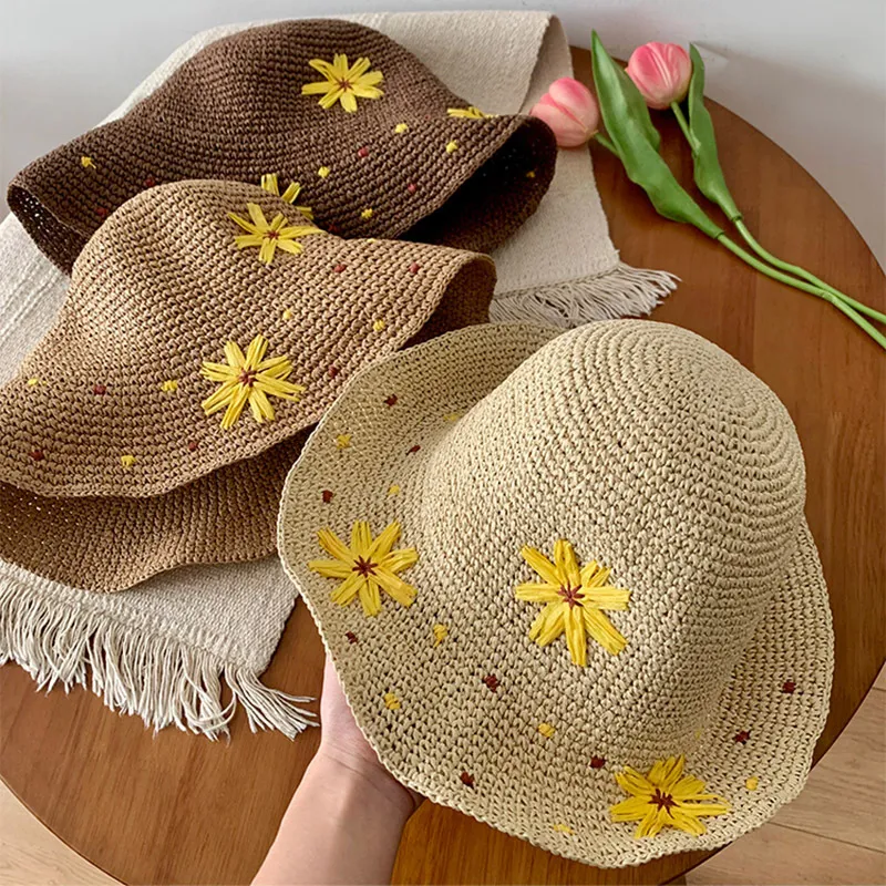 MUSTKOO Straw Woven Sun Protection Hats Women's-2