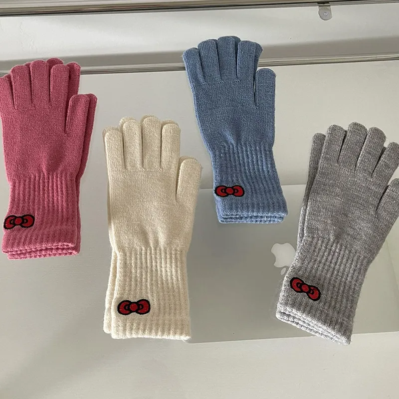 MUSTKOO Knitted Fabric Knit Gloves Women's-12