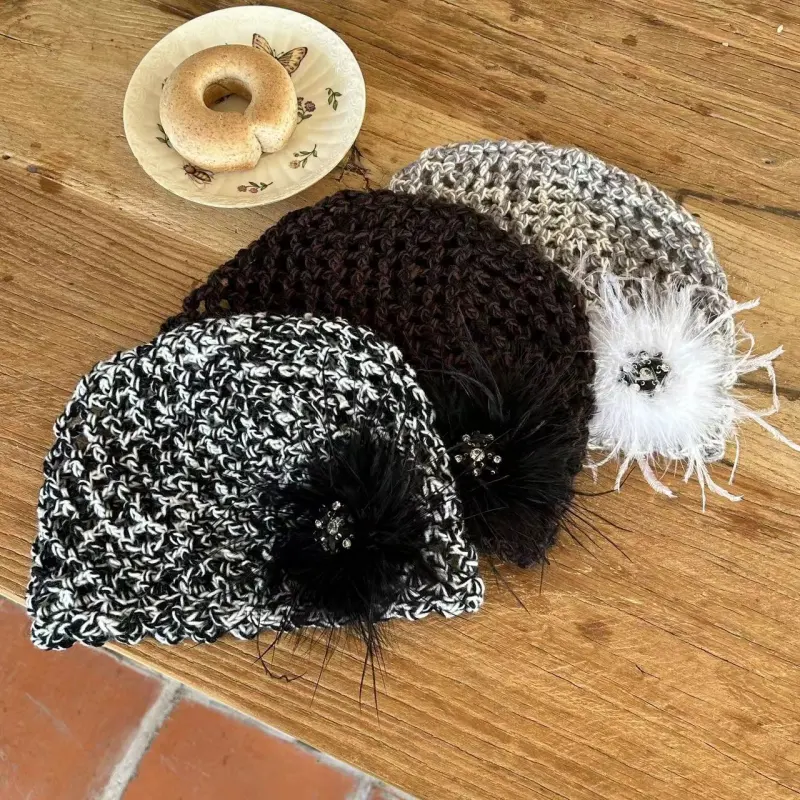 MUSTKOO Knitted Fabric Beanie Women's-5
