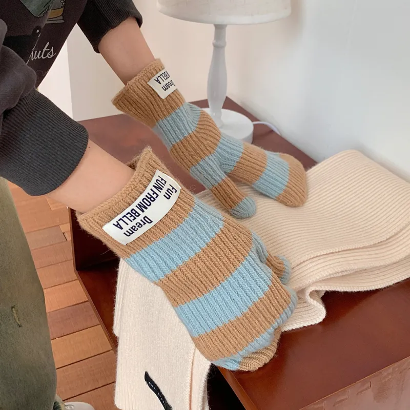 MUSTKOO Knitted Fabric Knit Gloves Women's-7