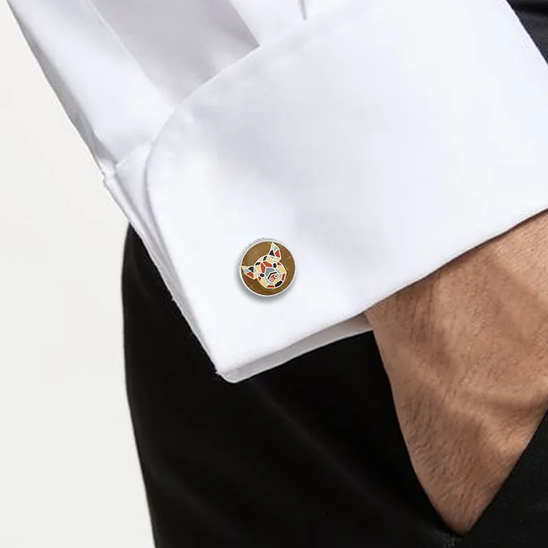 MUSTKOO White Gold Plated Copper Enamel Filled Cufflinks Men's-3