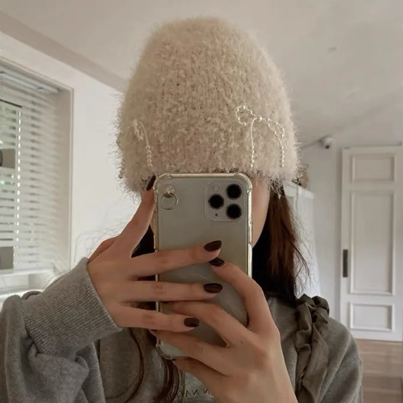 MUSTKOO Plush Yarn Beanies Women's-5