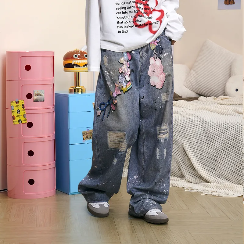ISaluteU Jeans Unisex Blue-2