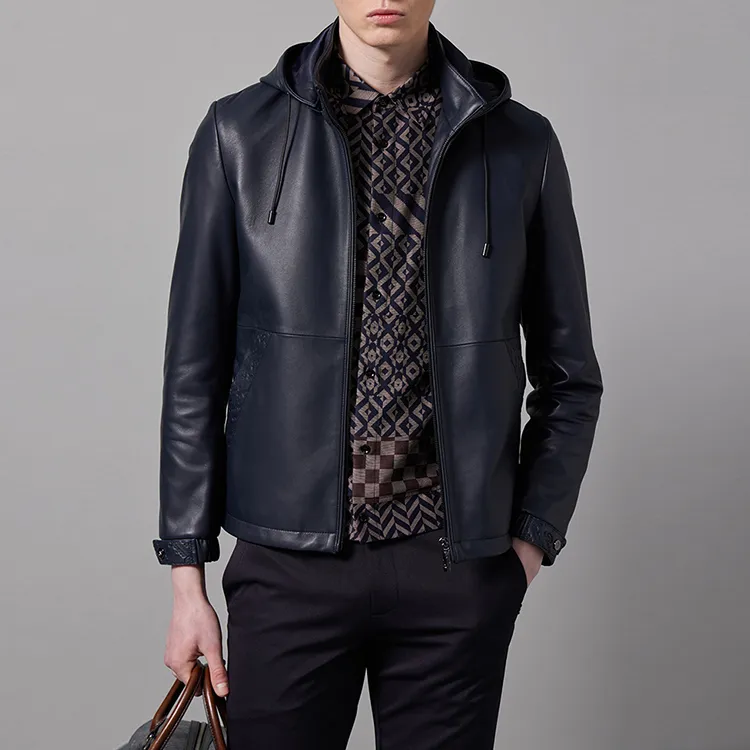 RARE Leather Jackets Men Blue-4