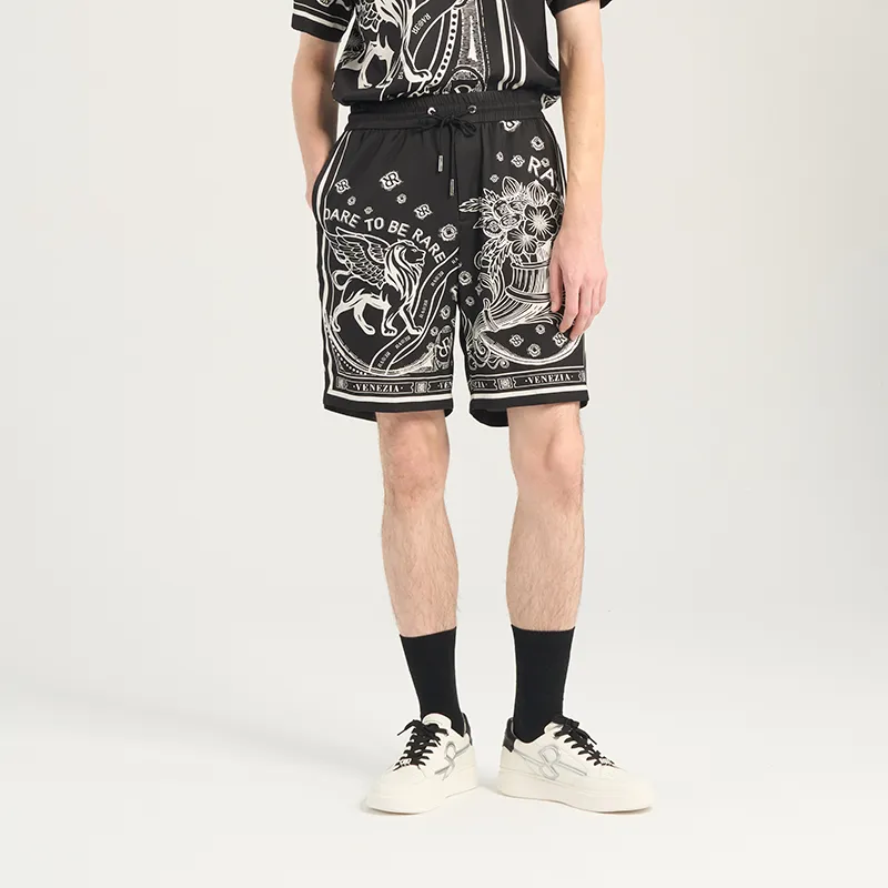 RARE Casual Shorts Men Black/White-2