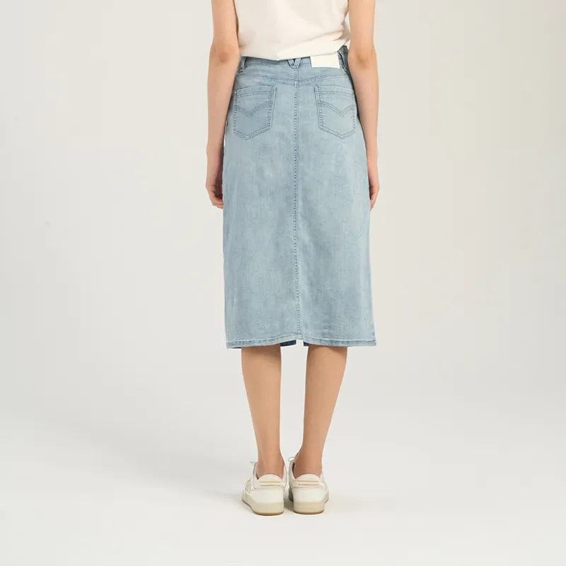 RARE Denim Long Skirt Women's Blue-4